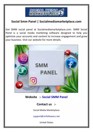 Social Smm Panel  Socialmediamarketplace.com