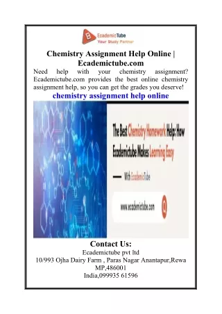 Chemistry Assignment Help Online Ecademictube.com