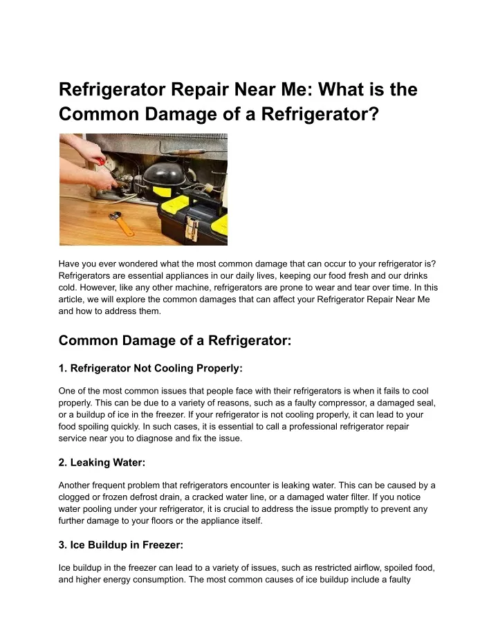 refrigerator repair near me what is the common