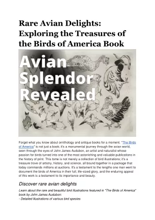 Rare Avian Delights_ Exploring the Treasures of the Birds of America Book