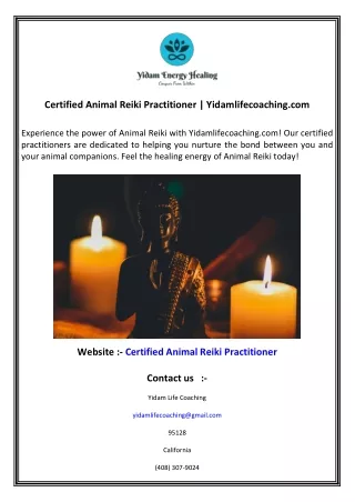 Certified Animal Reiki Practitioner  Yidamlifecoaching.com