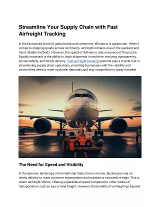 Streamline Your Supply Chain with Fast Airfreight Tracking