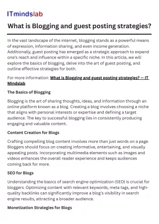 What is Blogging and guest posting strategies