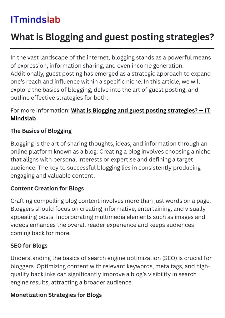 what is blogging and guest posting strategies