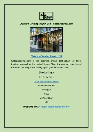 Christian Clothing Shop In Usa | Getdobebetter.com