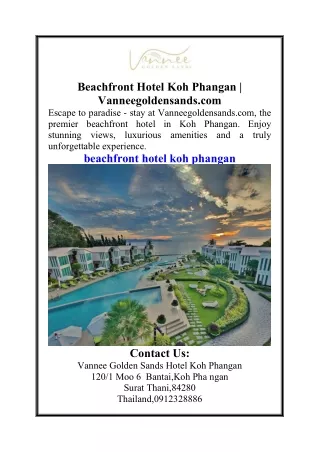 Beachfront Hotel Koh Phangan  Vanneegoldensands.com