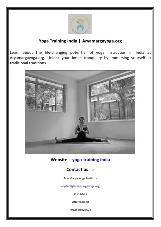 Yoga Training India  Aryamargayoga.org