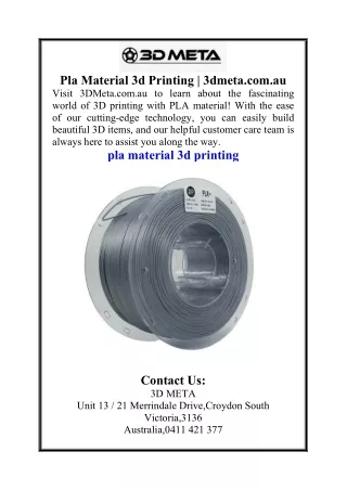 Pla Material 3d Printing  3dmeta.com.au