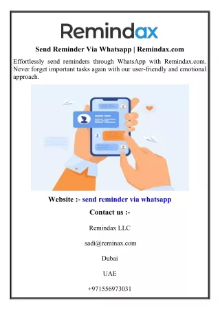 Send Reminder Via Whatsapp  Remindax.com