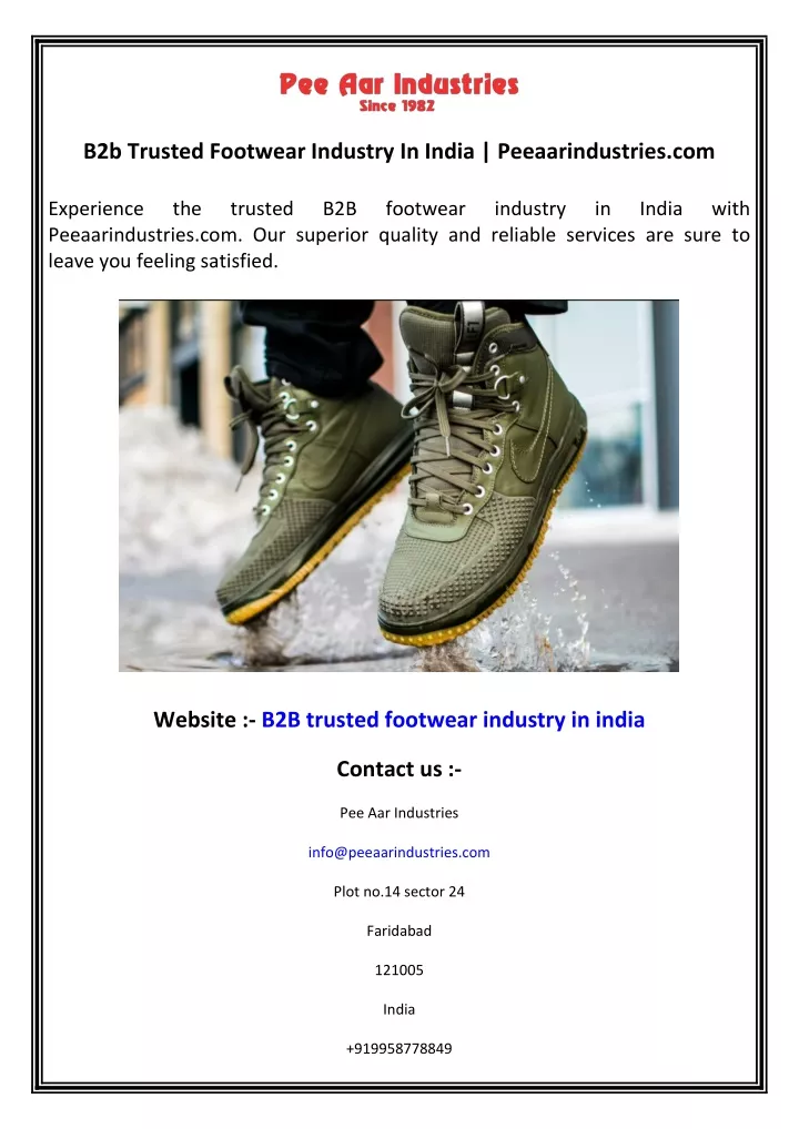 b2b trusted footwear industry in india