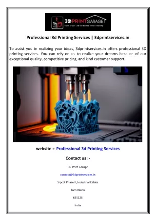 Professional 3d Printing Services  3dprintservices.in