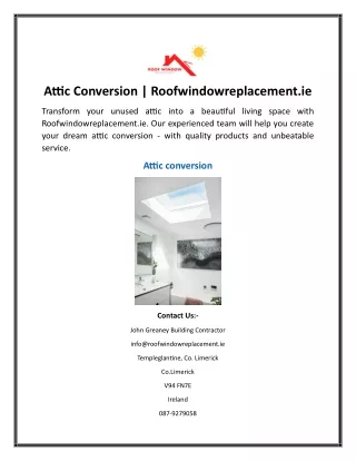 Attic Conversion Roofwindowreplacement.ie