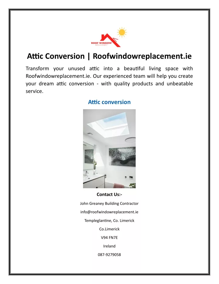 attic conversion roofwindowreplacement ie