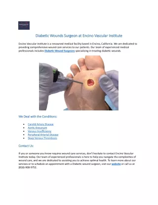 Diabetic Wounds Surgeon at Encino Vascular Institute
