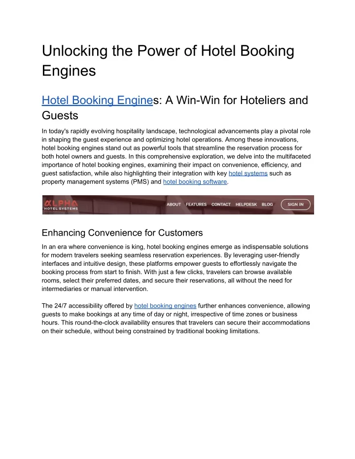 unlocking the power of hotel booking engines