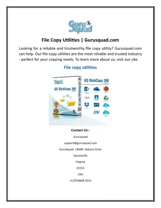 File Copy Utilities  Gurusquad