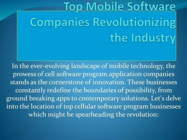 top mobile software companies revolutionizing the industry