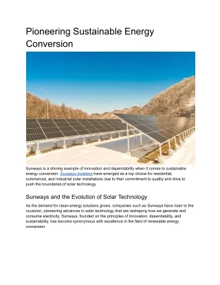 Pioneering Sustainable Energy Conversion
