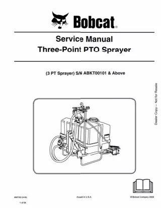 Bobcat Three-Point PTO Sprayer Service Repair Manual SN ABKT00101 And Above