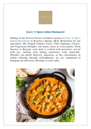 Extra 15% Off Curry 'n' Spice Kearneys Spring- Order Now