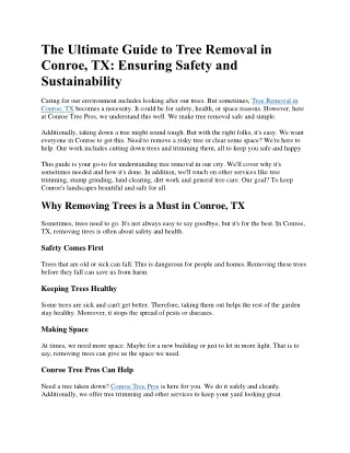 The Ultimate Guide to Tree Removal in Conroe, TX_ Ensuring Safety and Sustainability