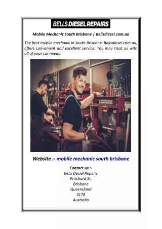 Mobile Mechanic South Brisbane  Bellsdiesel.com.au