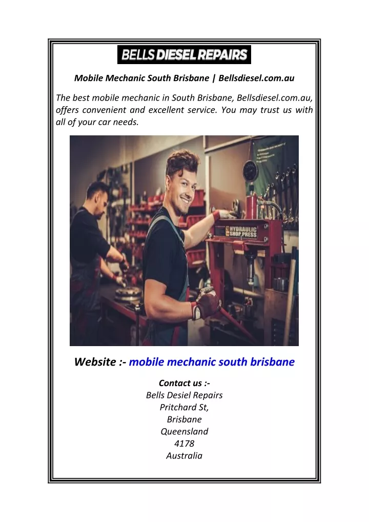 mobile mechanic south brisbane bellsdiesel com au