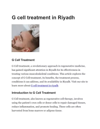 G cell treatment in Riyadh