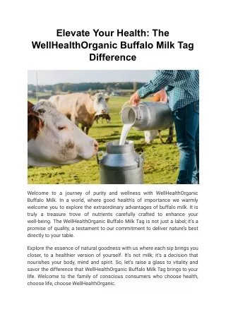Elevate Your Health The WellHealthOrganic Buffalo Milk Tag Difference