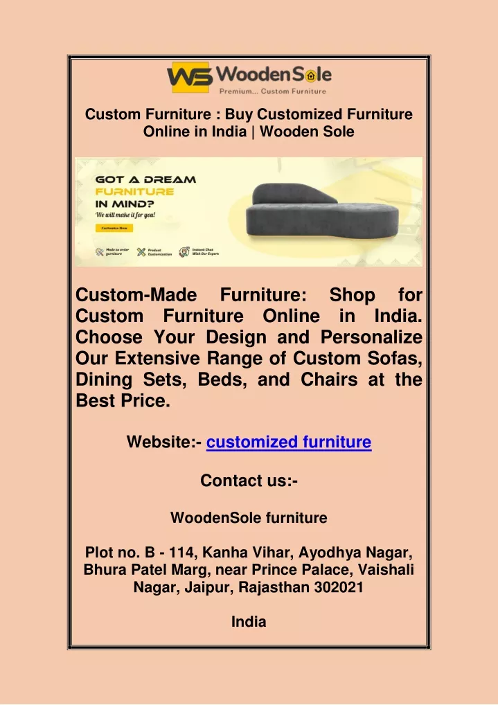 custom furniture buy customized furniture online