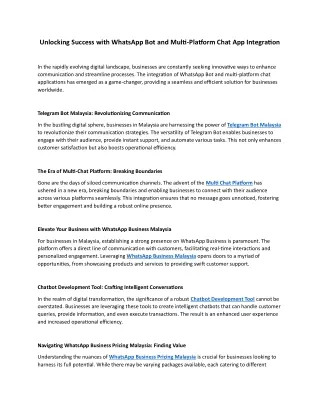 Unlocking Success with WhatsApp Bot and Multi-Platform Chat App Integration