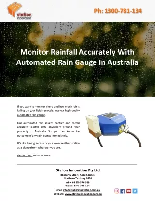 Monitor Rainfall Accurately With Automated Rain Gauge In Australia