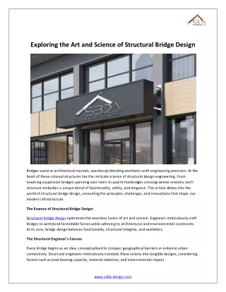Exploring the Art and Science of Structural Bridge Design