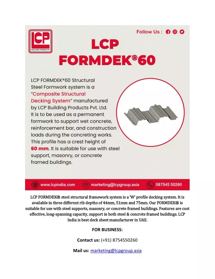 lcp formdek steel structural framework system