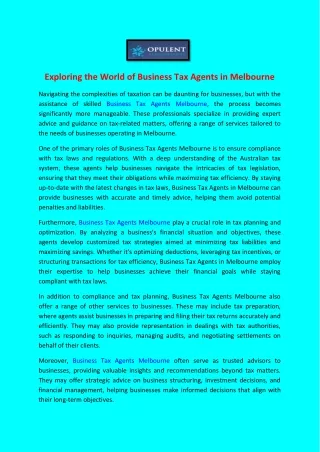 exploring the world of business tax agents