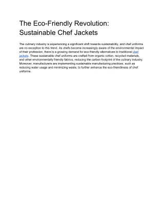 The Eco-Friendly Revolution_ Sustainable Chef Jackets