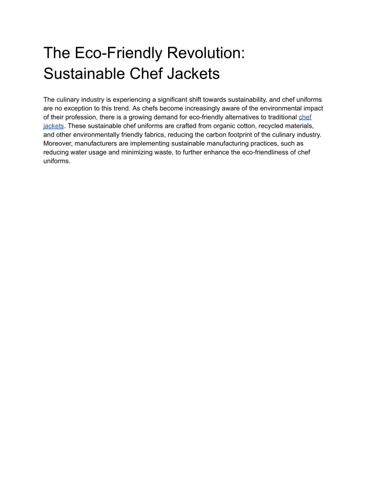 the eco friendly revolution sustainable chef