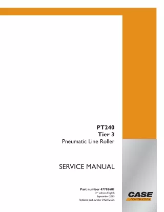 CASE PT240 Tier 3 Pneumatic Line Roller Service Repair Manual