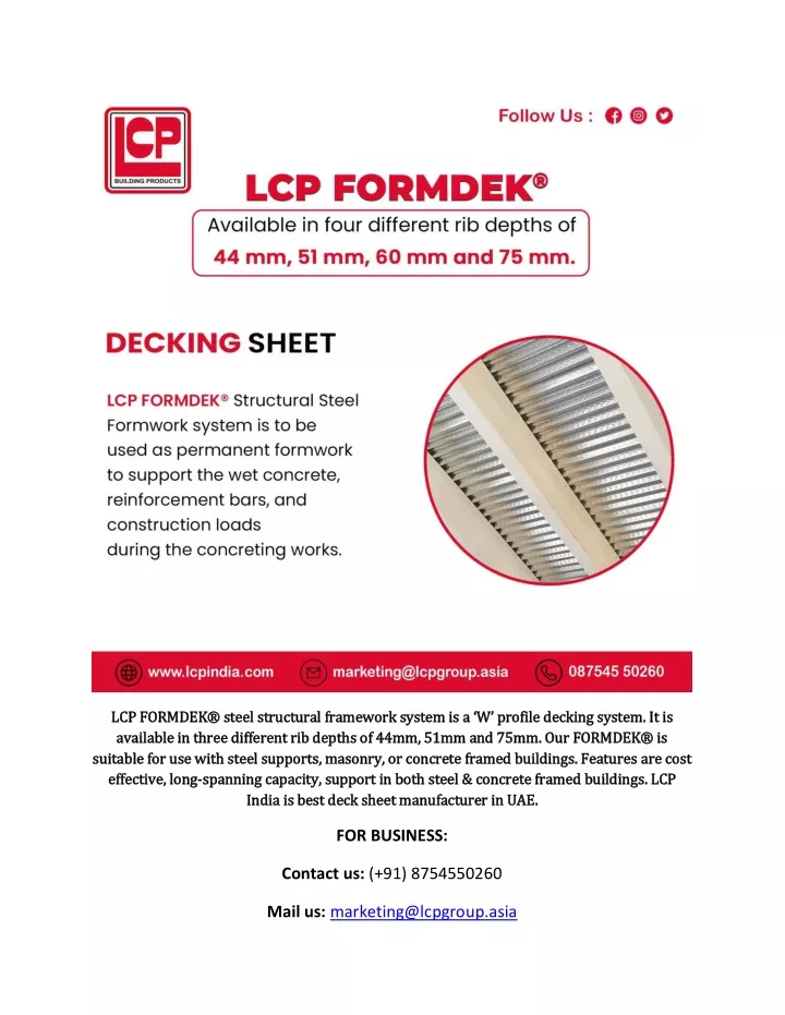 lcp formdek steel structural framework system