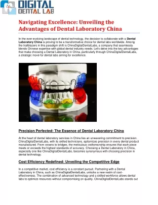 Unveiling the Advantages of Dental Laboratory China