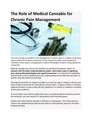 The Role of Medical Cannabis for Chronic Pain Management