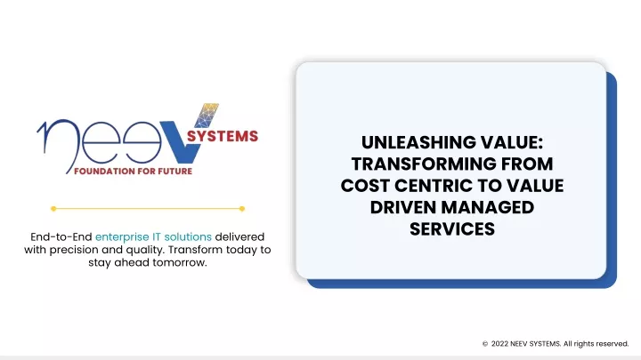 unleashing value transforming from cost centric to value driven managed services