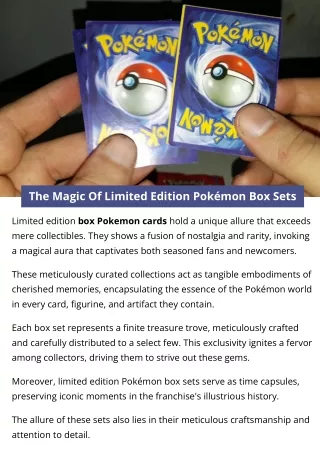 the magic of limited edition pok mon box sets