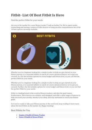 Fitbit- List Of Best Fitbit Is Here - Giftor