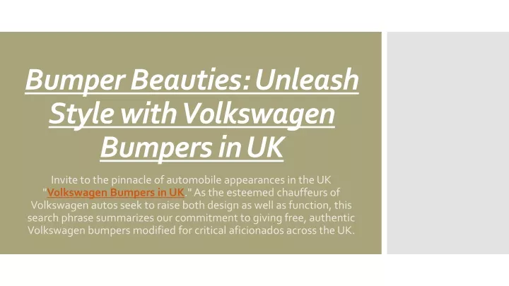 bumper beauties unleash style with volkswagen bumpers in uk