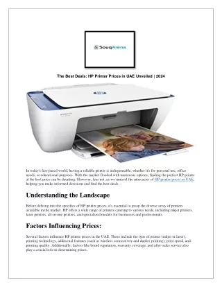 The Best Deals: HP Printer Prices in UAE Unveiled | 2024