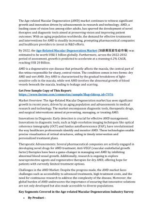 Age-related Macular Degeneration Market Demand, Trend, Growth | Forecast to 2032