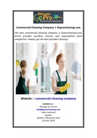 Commercial Cleaning Company  Goprocleaning.com