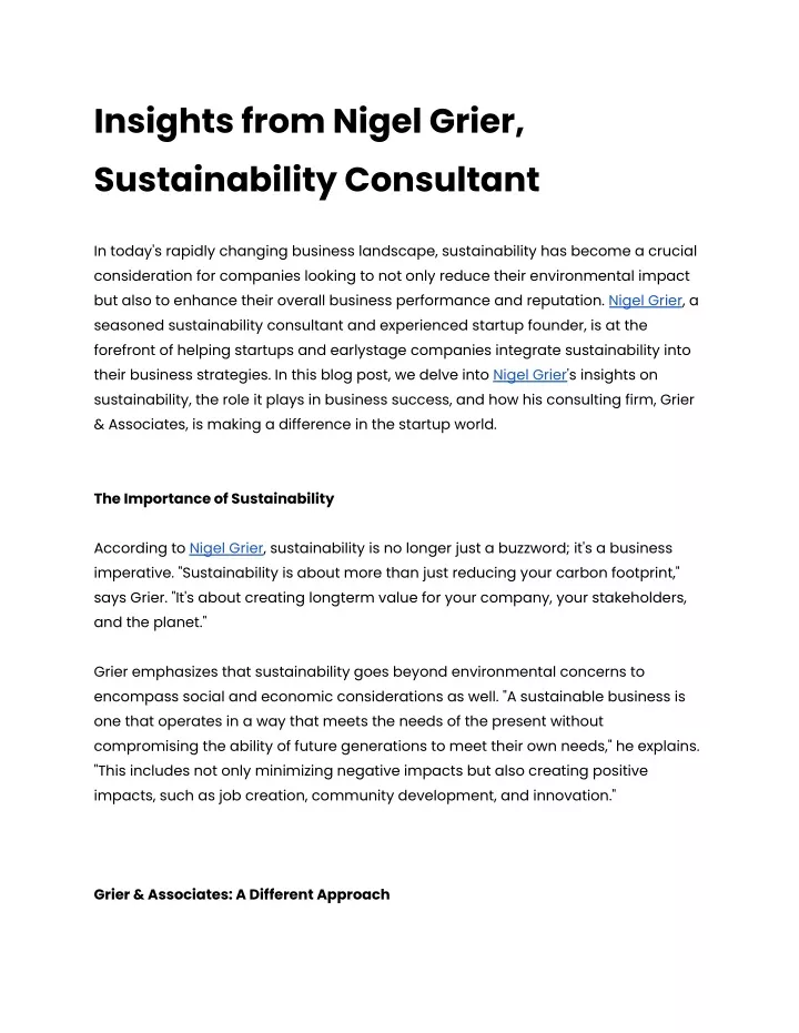 insights from nigel grier sustainability