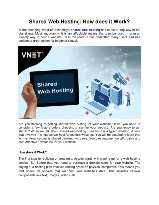 shared web hosting how does it work